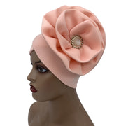 Trendy Women Big Flower with Diamonds Turban Head Wrap