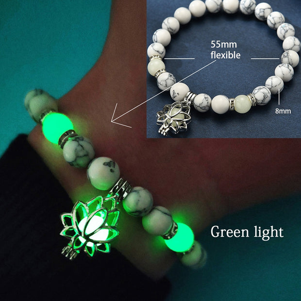 Luminous Glow In The Dark Natural Stone Yoga Healing Bracelet for Men and Women