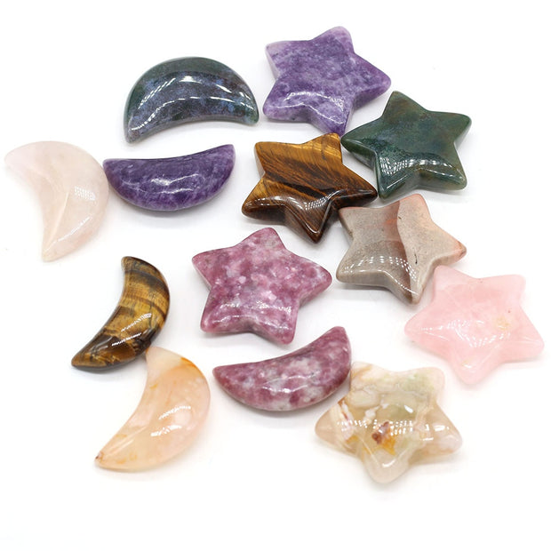 Natural Stone Star/Moon Shape Crystal Gemstone