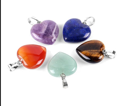 Natural Heart Crystal Pendants