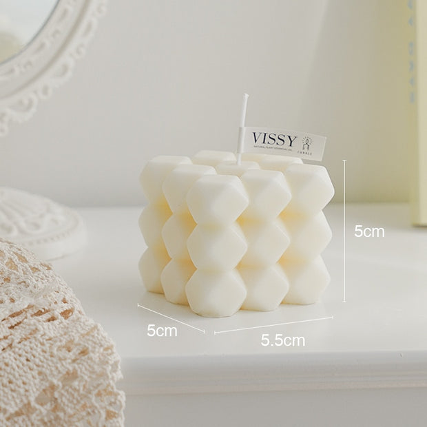 1pc 2 Inch Aromatherapy Bubble Cube Soy Wax Candle, Small Scented Candles for meditating and relaxing.