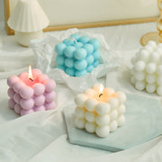 1pc 2 Inch Aromatherapy Bubble Cube Soy Wax Candle, Small Scented Candles for meditating and relaxing.