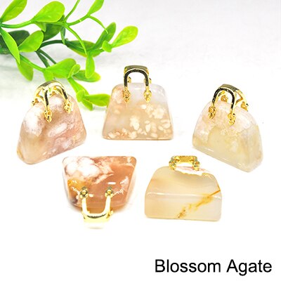 1" Money Bag Statue Natural Stone And Crystal