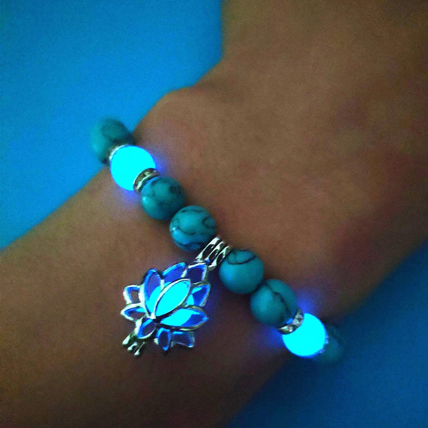 Luminous Glow In The Dark Natural Stone Yoga Healing Bracelet for Men and Women