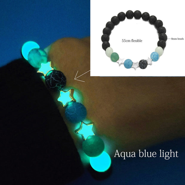 Luminous Glow In The Dark Natural Stone Yoga Healing Bracelet for Men and Women