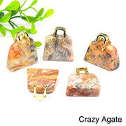 1" Money Bag Statue Natural Stone And Crystal