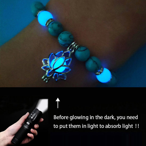 Luminous Glow In The Dark Natural Stone Yoga Healing Bracelet for Men and Women