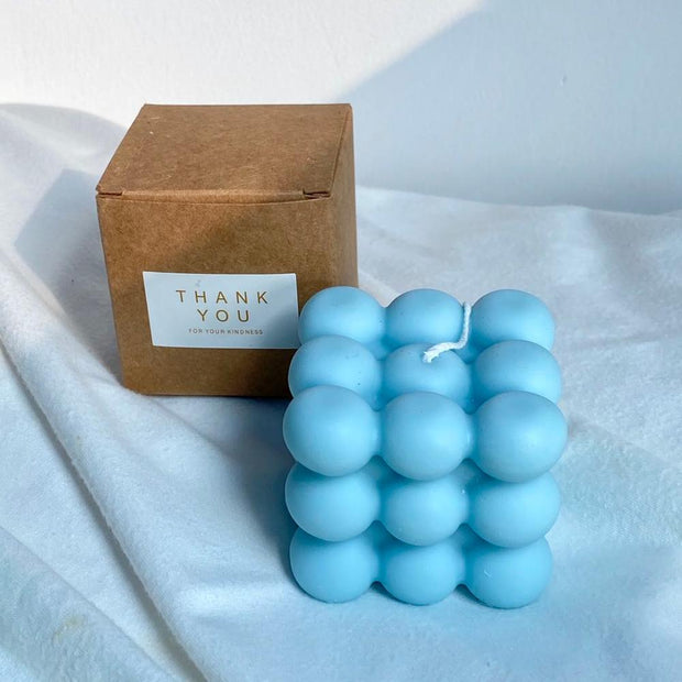 1pc 2 Inch Aromatherapy Bubble Cube Soy Wax Candle, Small Scented Candles for meditating and relaxing.