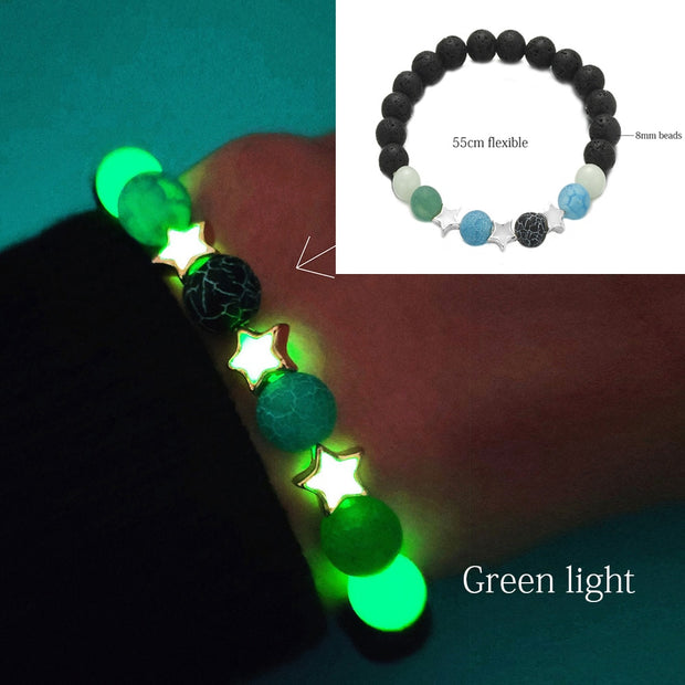 Luminous Glow In The Dark Natural Stone Yoga Healing Bracelet for Men and Women