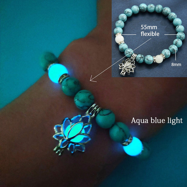 Luminous Glow In The Dark Natural Stone Yoga Healing Bracelet for Men and Women