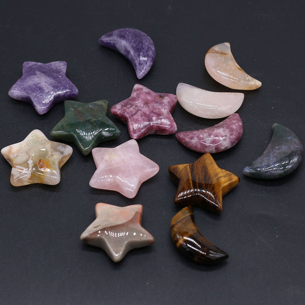 Natural Stone Star/Moon Shape Crystal Gemstone