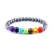 7 Chakra Reiki Meditation Beaded Women's Bracelets w/ Chain Link Lobster Clasp, and Healing Balance Natural Chip Stone