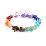 7 Chakra Reiki Meditation Beaded Women's Bracelets w/ Chain Link Lobster Clasp, and Healing Balance Natural Chip Stone